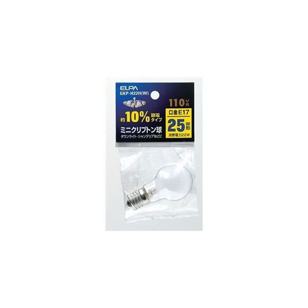 ELPA GKP-H22H(W) Mini Krypton Bulb Lighting E17 110V 22W White