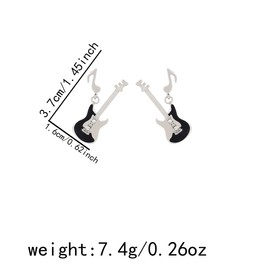 Punk Guitar Dangle Drop Earrings for Women Men Hip Hop Statement Crystal Musical Instrument Charm Bass Electric Guitar Musical Note Stud Earring Fashion Concert Party Jewelry Gifts for Rock Band Music