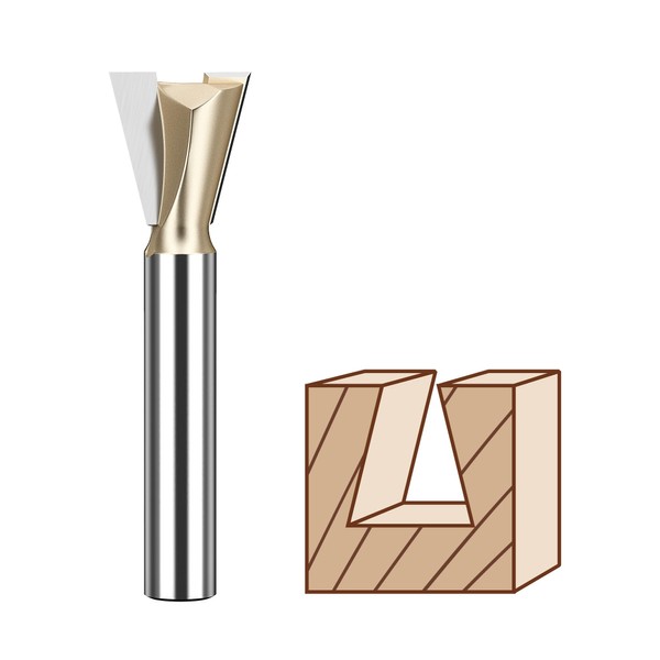 HUHAO Dovetail Router Bit 1/4" Shank 7/8" Dia Tungsten Carbide