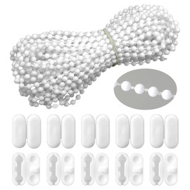 Hariendny 10 Metre Roller Blind Chain Catenine Tapparelle Blind Cord Roller Blind Bead Chain, Blind Replacement Cord for Roller Blinds, Vertical Blind Cord with 10 Bead Chain Connectors (White)
