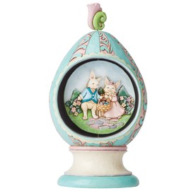 Enesco Jim Shore Heartwood Creek Easter Egg with Rotating Scene Figurine
