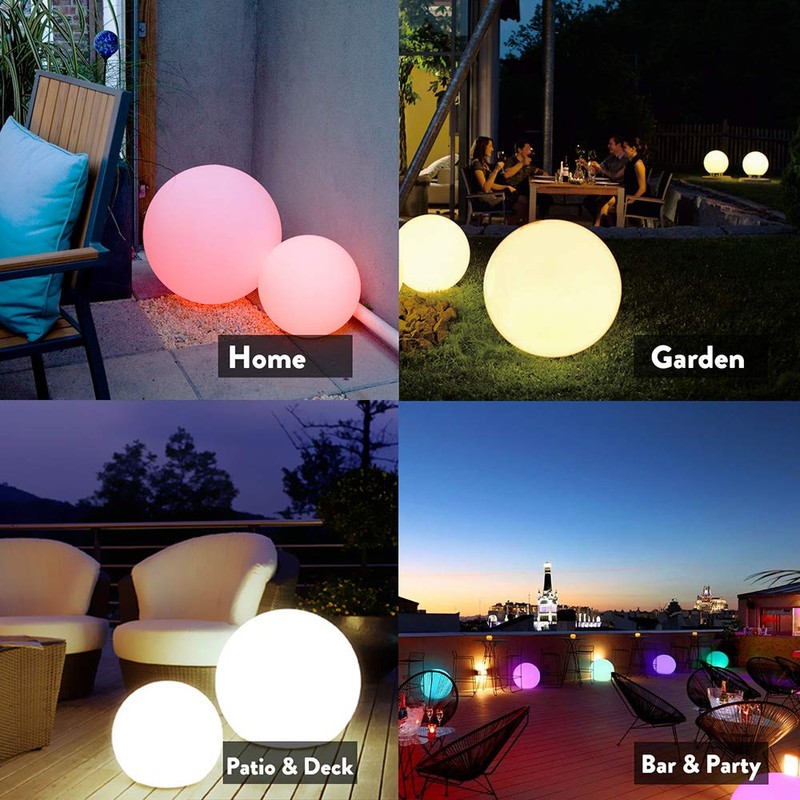 Mr.Go 14-inch LED Ball Light, Cordless Rechargeable Globe Lamp w/Remote,
