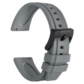 WOCCI 22mm Hevea Watch Band, FKM Rubber (Not Silicone), Quick Release Replacement Strap for Men, Black Buckle (Grey)