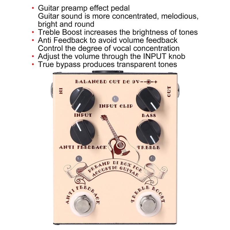 Guitar Preamp Effect Analog Stompbox Pedal Knob Control Audio Accessories