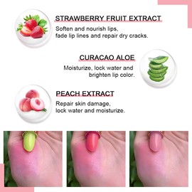 evpct- Juego de 3 bálsamo labial con brillo y color rosa melocotón y fresa de aloe vera que cambia de color
