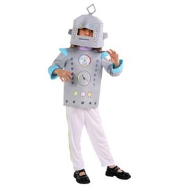 animacoser Robot Costume Children's Robot Costume Dungarees Carnival Fancy Dress Make-Up Children 5-14 Years