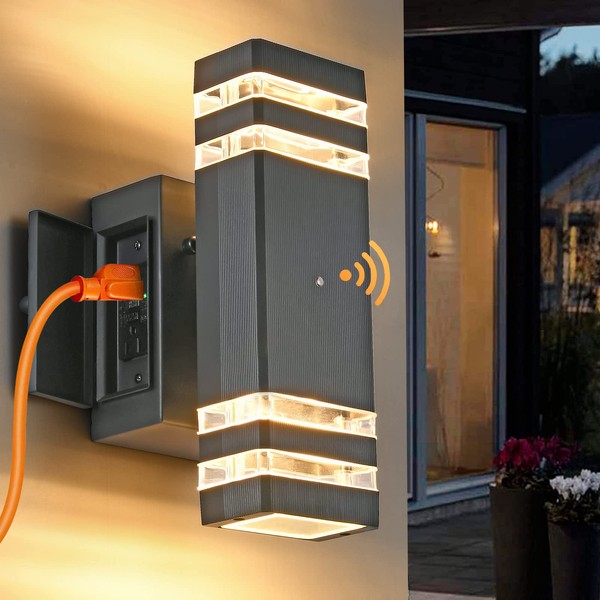 DASTOR Dusk to Dawn Porch Light with Outlet, Up and