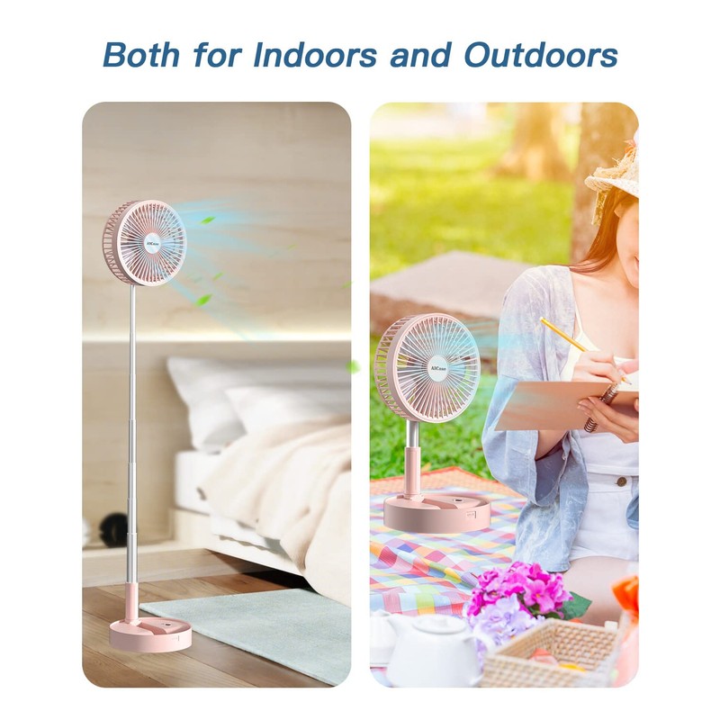 AICase Stand Fan,Folding Portable Telescopic Floor/USB Desk Fan with 10800mAh