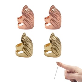 Doyeemei Thimble Finger Protector (4 Pieces) Thimble, Handicraft, Sewing Tools, Anti-slip, Sewing, Crafting Supplies, Freesimble, Sewing, Hand Protection, DIY Tool, For Sewing, Embroidery(2 Gold S, 2 Rose Gold Medium) Golden