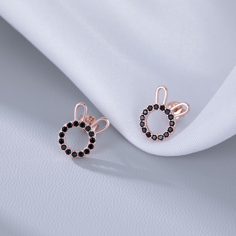 Reffeer Solid 925 Sterling Silver Easter Bunny Earrings Stud for