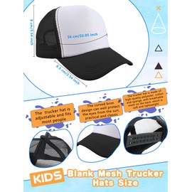 6 Pcs DIY Trucker Hats Mesh Sublimation Trucker Cap Adjustable Baseball Hats for Kids Summer Sports Picnics Spring Outings (UK, Alpha, One Size, Color Set 3)