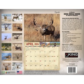 2026 Monster Mule Deer Wall Calendar 16-Month X-Large Size 14x22, Big Buck Calendar by The KING Company-Monster Calendars