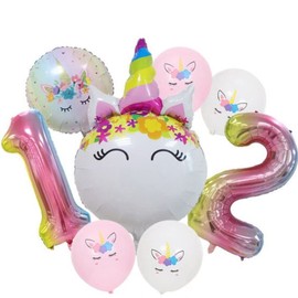 DIWULI Unicorn Decoration Children's Birthday Party 12 Years Balloons