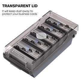 MaxGear Business Card Holder for Desk, Business Card Case Organizer, Credit Card Holder File, Business Card Holders Box Storage, Capacity: 500 Cards (2.2” x 3.5”), 4 Divider Boards & A-Z Tabs, Gray