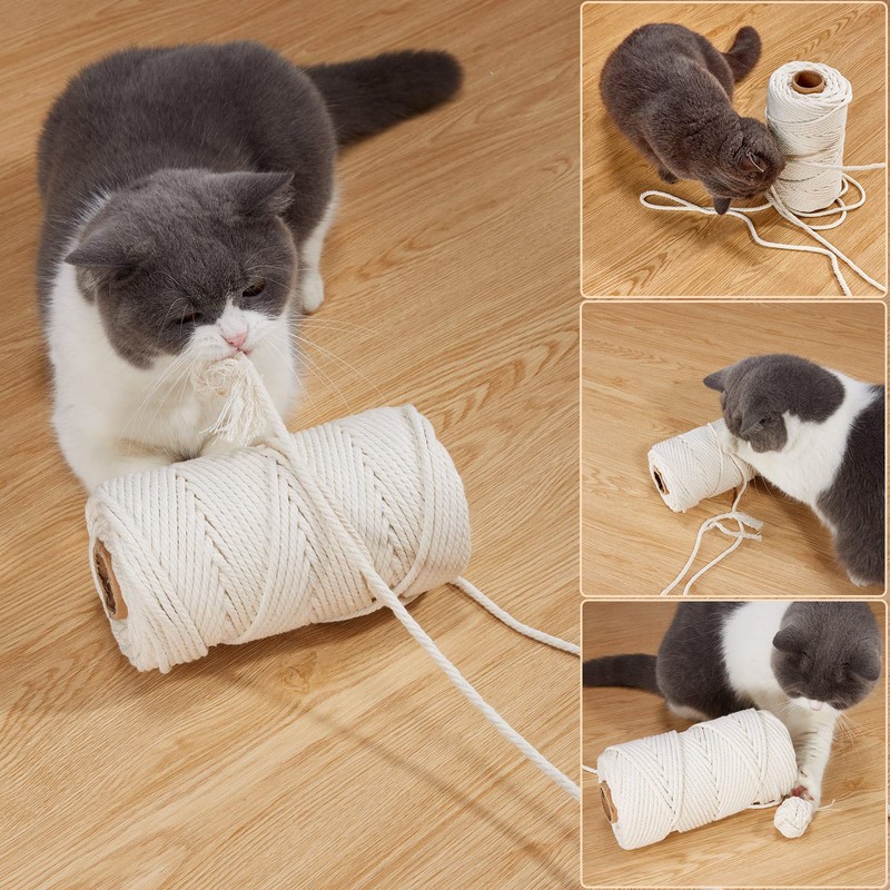 Yangbaga Cat Tower Rope, 0.2 inch (6 mm) White Cotton