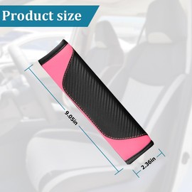 BESULEN - Funda para cinturón de seguridad de coche, paquete de 2 almohadillas para orejas de piel de fibra de carbono, protector de cojín para cinturón de seguridad de automóvil, compatible con todos los coches y correa de mochila (rosa)