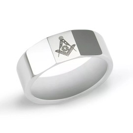 Masonic Tungsten Ring with Square & Compass | Freemasonry | Fathers Day Gifts