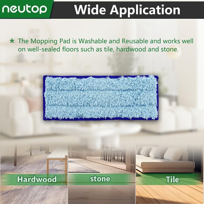 neutop Replacement Washable and Reusable Wet Mopping Pad Compatible with