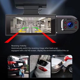 1080P FHD Cam with 3.16 Inch Display, 360 Degree Rotating Lens, Motion Detection, Reversing Visibility, Video Recording for Cars