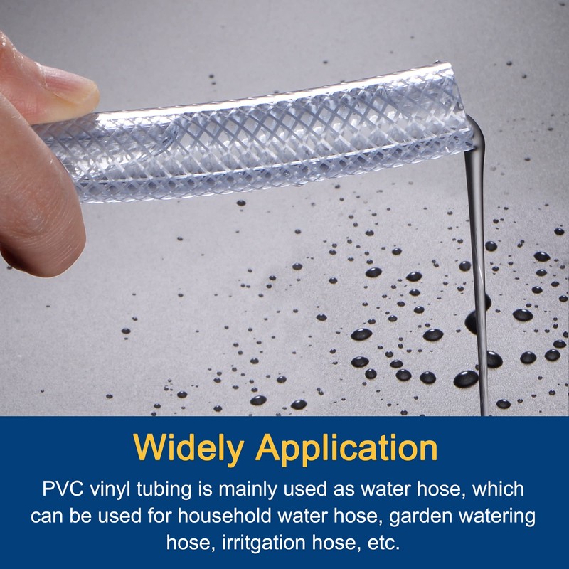 sourcing map Braided Reinforced PVC Tubing 12mm ID 2m Transparent