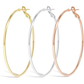 Tomovely Big Gold Hoop Earrings for Women Girls,Dainty 14k Gold Hypoallergenic Rose Gold Silver Hoop Earrings with 925 Sterling Silver Post,Stainless Steel Large Hoop Earrings (60mm)