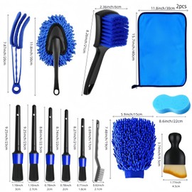 Waibejon 14pcs Car Cleaning Kit, Car Detailing Kit, Wheel Cleaning Brush Tyre Brush, for Car Motorcycle Bike Cleaning Wheels, Interior, Exterior, Leather, Dashboard, Vents