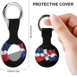Fundas de silicona con diseño de bandera de la República Dominicana compatibles con AirTag GPS Trackers