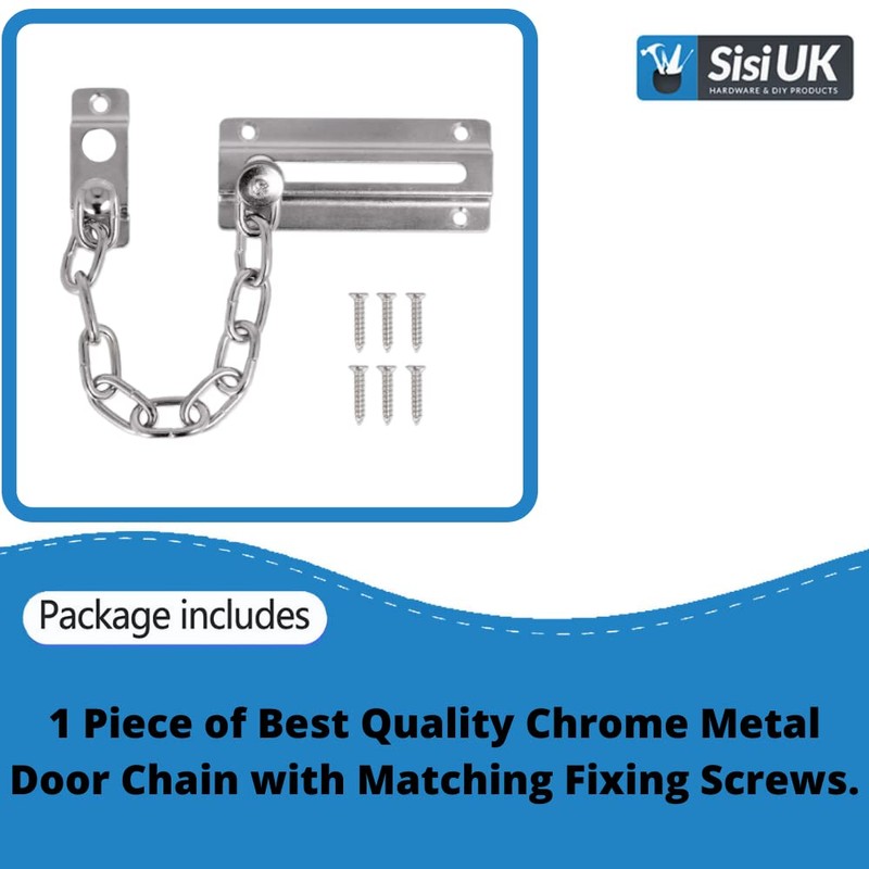 Door Security Chain Lock 85 x 35mm – Chrome Chain