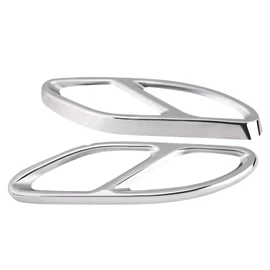 1Pair Car Tail Muffler Tip Pipe Cover Trims for Benz C Class w205 Coupe GLC B Class w246 E class w212 w213 C207 Coupe A class w176 (Silver)