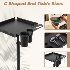 Dollate Salon Tray on Wheels with 2 Magnetic Hair Color Bowls, Rolling Salon Tray Cart Height Adjustable, Hair Extension Tool Tray, For Salon Hair, Tattoo Tray