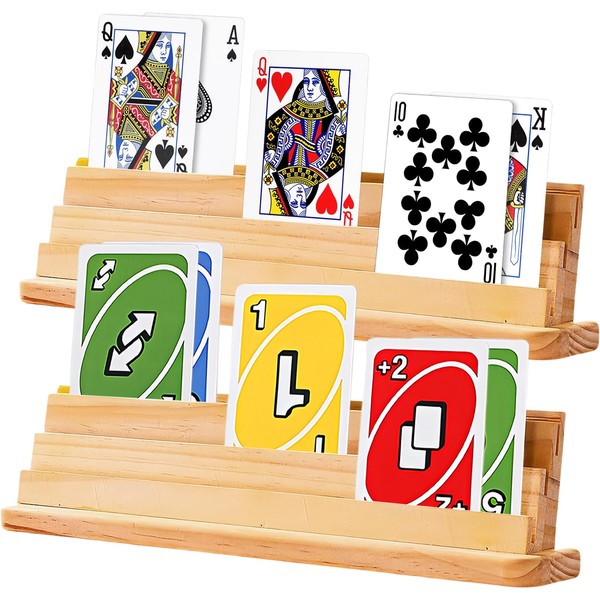 Pack of 2 Playing Card Holders for Playing Cards, Wooden