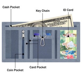 JONYEE Kids Wallets for Boys Ages 4-18 Trifold, Toddler/Youth Wallet for Boys with Zippered Coin Pocket and Card Holders, Novelty Wallet for Childrens Birthday Gifts - Block Green