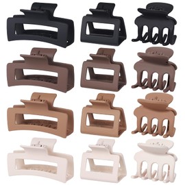 SMKSL 3 Styles Hair Clips for Women Small Claw Clips for Thin Hair Medium Hair Claw Clips Big Hair Clips for Thick Hair 12 Pcs Clips for Hair Combination Hair Accessories for Women (Brown)
