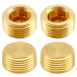 Uenede 4PCS Solid Brass Inter Hex 3/4" NPT Male Thread Socket Pipe Plug Threaded Pipe Fittings for Water/Oil/Gas