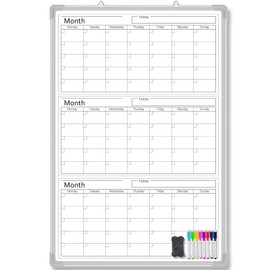 Lincia 36" x 24" Magnetic Vertical 3 Month Dry Erase Calendar for Wall Undated Horizontal Dry Erase Wall Calendar Planner Aluminum Frame Whiteboard for Home Office Projects Wall Fridge
