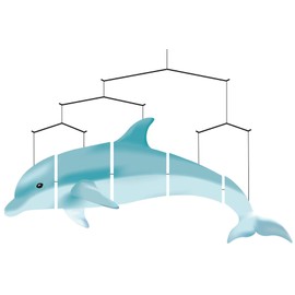 HQ HIGH QUALITY DESIGN Windspiration Ocean Mobile: Dolphin, UV-Resistant and Weatherproof Wind Chime Decoration for Garden, Patio and Balcony, Fully Assembled, Length 50 x Depth 80 cm, Includes Hanger