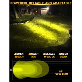 Chelhead Slim Led Light bar, 7 Inch Light Bar Flood Beam Yellow Fog Light Single Row 30W 3600lm led headlight bar for Motorcycle ATV Offroad Trucks Boat