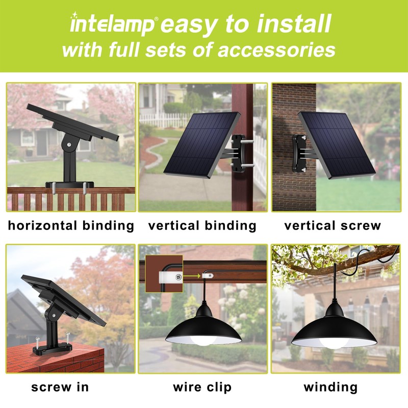 intelamp Solar Pendant Lights Indoor Outdoor, 4000mAh Gazebo Shed Chandeliers