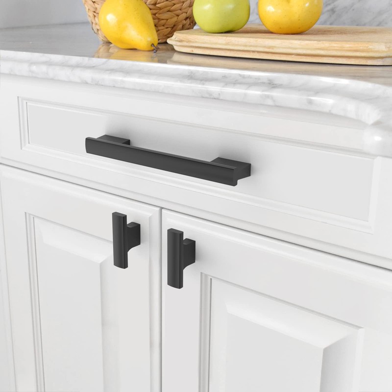 Amerdeco 10 Pack Matte Black Cabinet Pulls 4 Inch(102MM) Hole