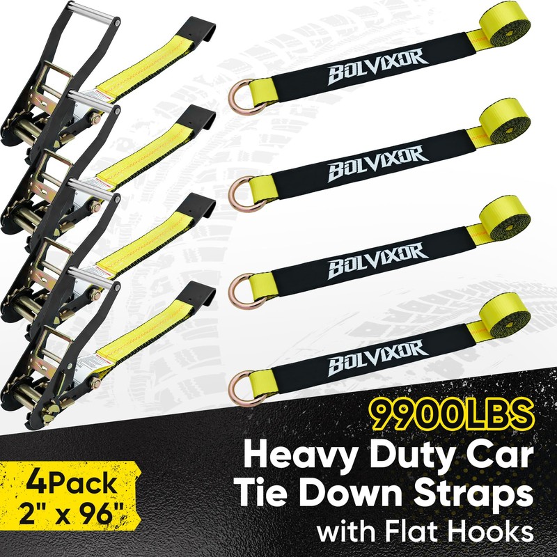 Bolvixor 4 Pack Car Tie Down Straps for Trailers -