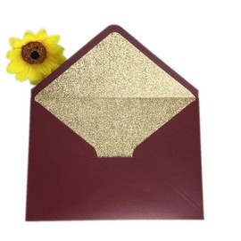 25 PCS Pearl Burgundy with Rose Gold glitter Envelopes A7 ,5.35 x 7.7 inches, Perfect for 5x7 Wedding Invitation Cards,Birthday Greeting RSVP Invite