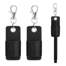 FdcZeyxior 2 Pieces Lanyard Pen Holder, Leather Anti-Lost Keychain Clip Portable Pencil Pouch Neck Pen Holder Keychain for Nurse Office