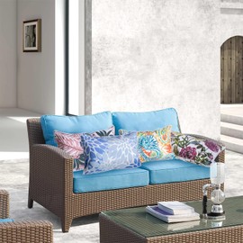 JMKaixin Pack of 2 Patio Lumbar Pillows, 12"x20" Fade Resistant Outdoor Waterproof Lumbar Pillow with Inners, Decorative Garden Lumbar Cushions for Home Patio Terrace Sofa Use