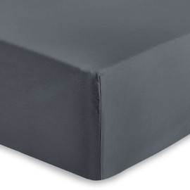 AMEHA King Size Fitted Sheet 25 cm Deep Soft Brushed Microfiber Fabric Easy Care Fade Resistant Fitted Bed Sheets (Charcoal/Dark Grey, 152 x 200 cm)
