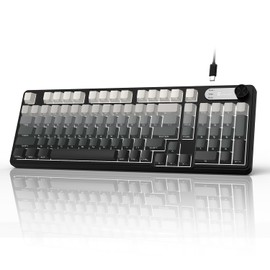 GEODMAER G98 Gaming Keyboard, 99 Keys Silent Wired Keyboard with Number Pad & Knob, RGB Backlit, Side Printed PBT Keycaps, Anti-ghosting, Water Repellent Computer Keyboards for PC Mac Laptop Gamer