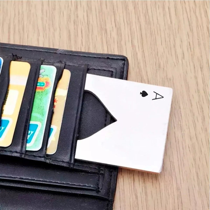 Veraly Destapador Tarjeta Botellas Carta Pokar Acero +anillo