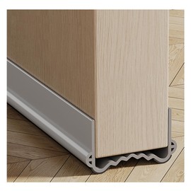 Veki 100 cm Cut to Size Door Seal, Draught Excluder for Doors, Soundproof Door Protection for Doors with Double Seal, Bottom Door Seal for Against Draughts, Noise, Cold and Insects (Grey, Width 3.5 -