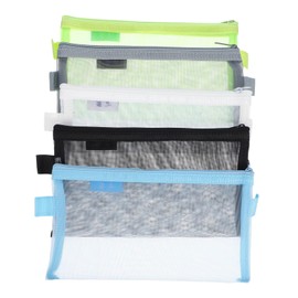 OHPHCALL 5Pcs Zipper File Bags Mesh Organizer for Stationery Portable File Pockets for Students Multi-Functional Storage Case in Assorted Colors
