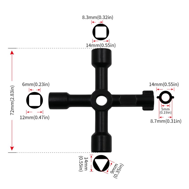 4-Way Key, Triangle Key Water Key, Multifunctional Utilities Key, Control