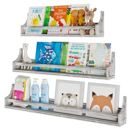 brightmaison Angel 36"-30"-24" Nursery Books Shelves Wall, Kids Bookshelf for Wall, Wall Book Shelf Organizer for Kids, Floating Shelves for Wall Decor, Burnt White, Set of 3